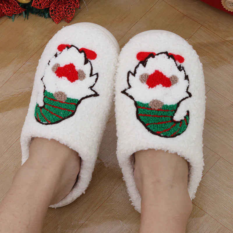 “Cute Santa Claus Christmas Slippers – Warm Indoor Shoes for Couples, Men & Women”