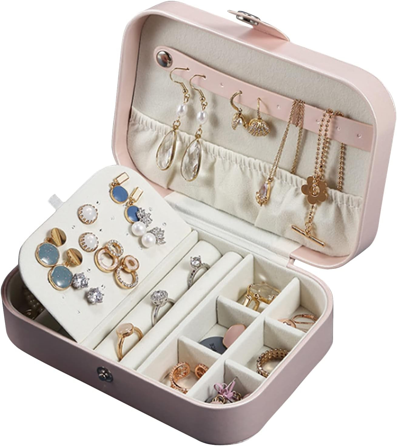 Travel Jewelry Organizer Mini Gift Boxes Ring Earring Case for Jewelry Storage Pink