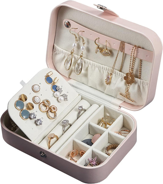 Travel Jewelry Organizer Mini Gift Boxes Ring Earring Case for Jewelry Storage Pink