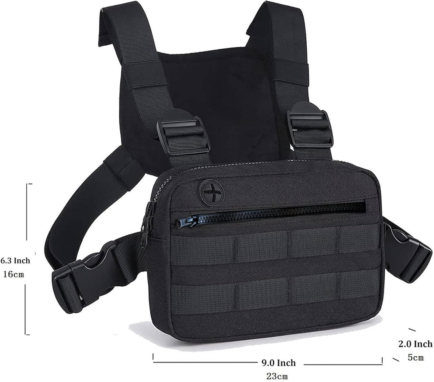 Outdoor Chest Bag for Men, EDC Chest Pack with Built-In Phone Holder, Lightweight Chest Rig Pouch