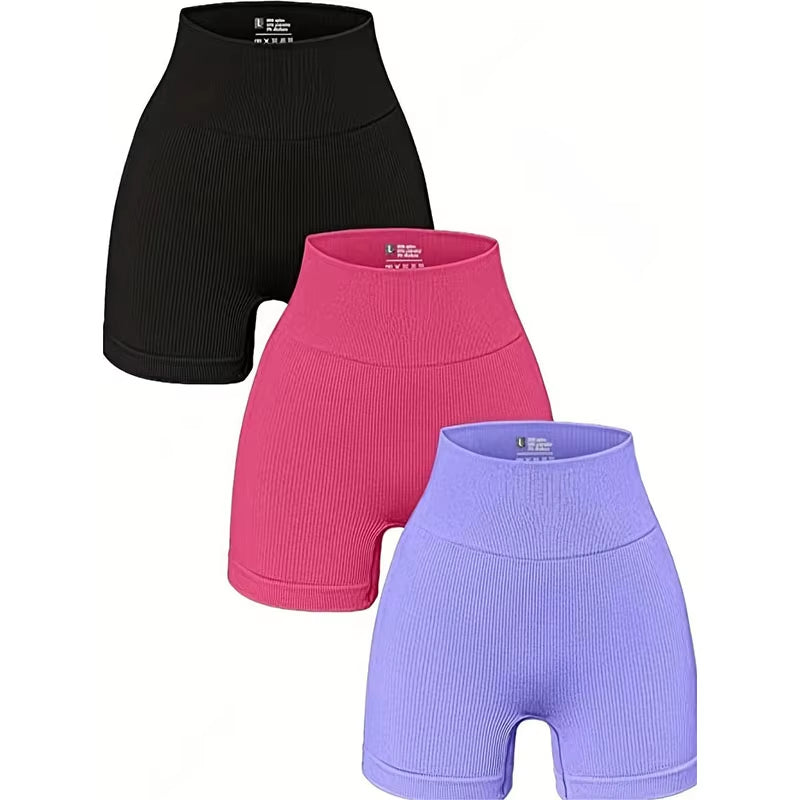 Women'S Yoga Shorts 3 Sports Seamless High-Waisted Sports Tights