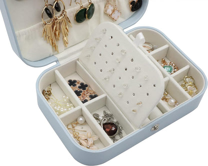 Mini Travel Jewelry Case Portable Jewelry Storage Small Gift Boxes for Jewelry Organizer Blue