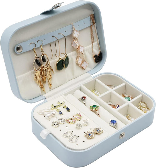 Mini Travel Jewelry Case Portable Jewelry Storage Small Gift Boxes for Jewelry Organizer Blue