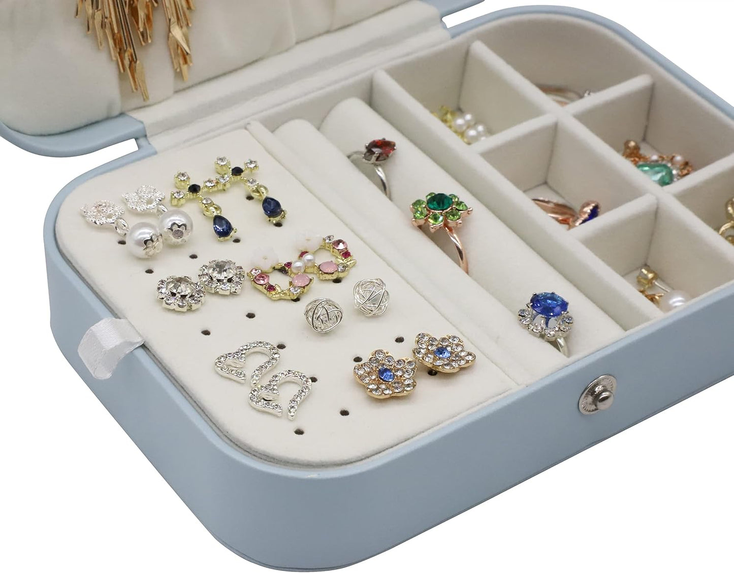 Mini Travel Jewelry Case Portable Jewelry Storage Small Gift Boxes for Jewelry Organizer Blue