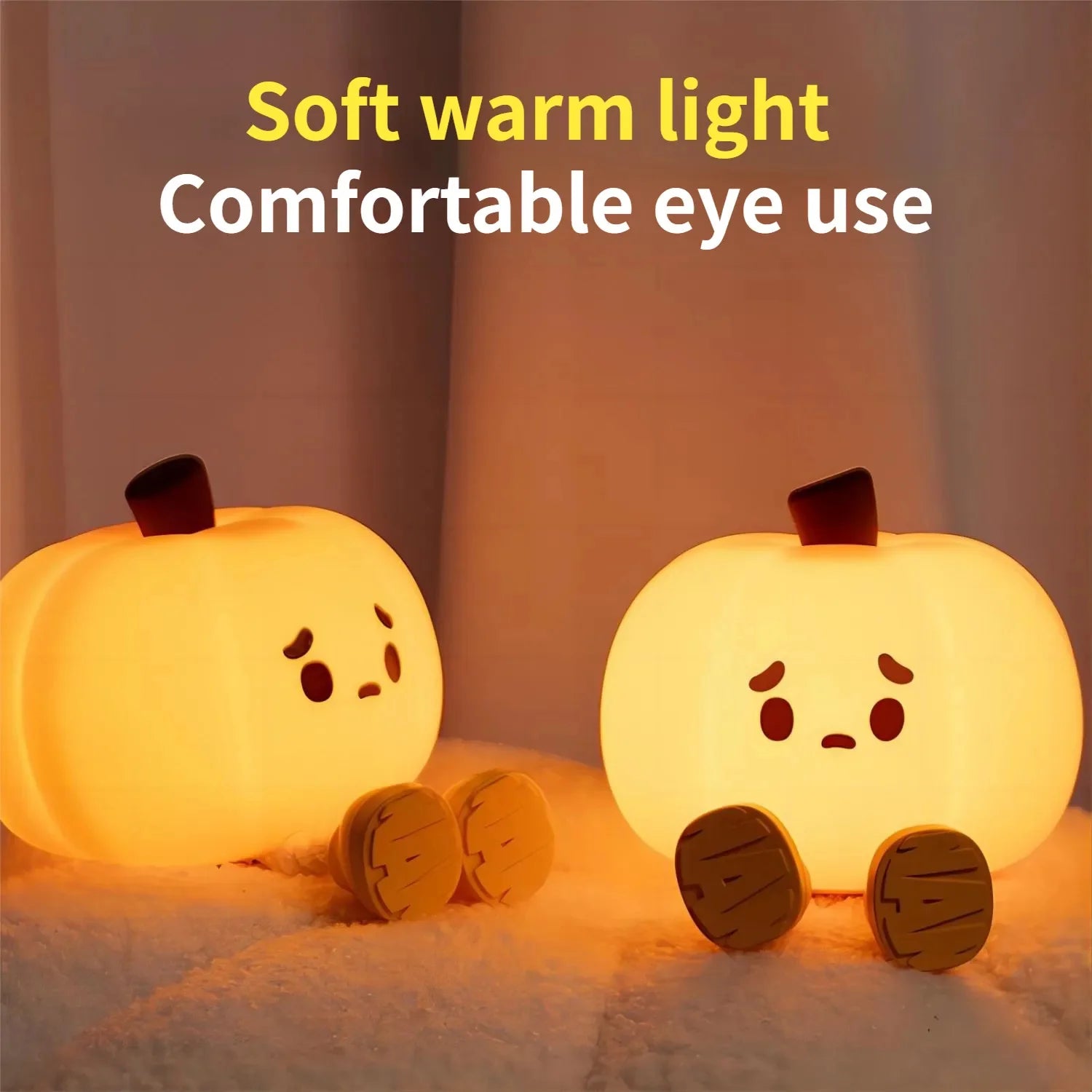 Home Decor Halloween Pumpkin Night Light Cute Soft Silicone Lamp Touch Dimmable Rechargeable Bedside Decor Light Kids Gifts Halloween Decorations