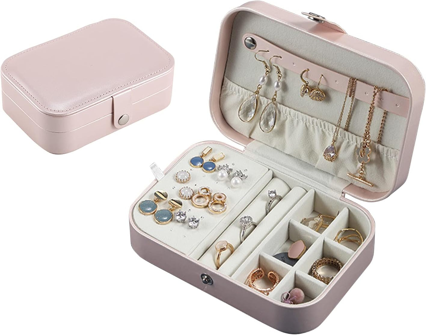 Travel Jewelry Organizer Mini Gift Boxes Ring Earring Case for Jewelry Storage Pink