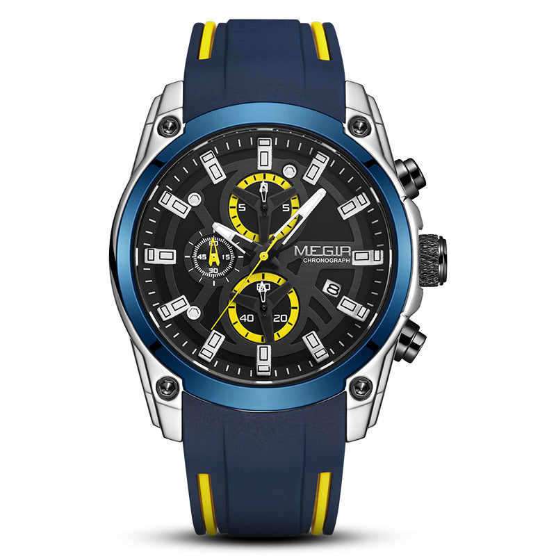 Multifunctional Chronograph Sports Silicone Men'S Quartz Sports Watch