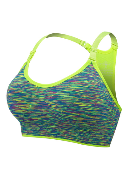 Women'S Seamless Active Keyhole Mesh Racerback Sports Bra Middle Impact 2-Pack