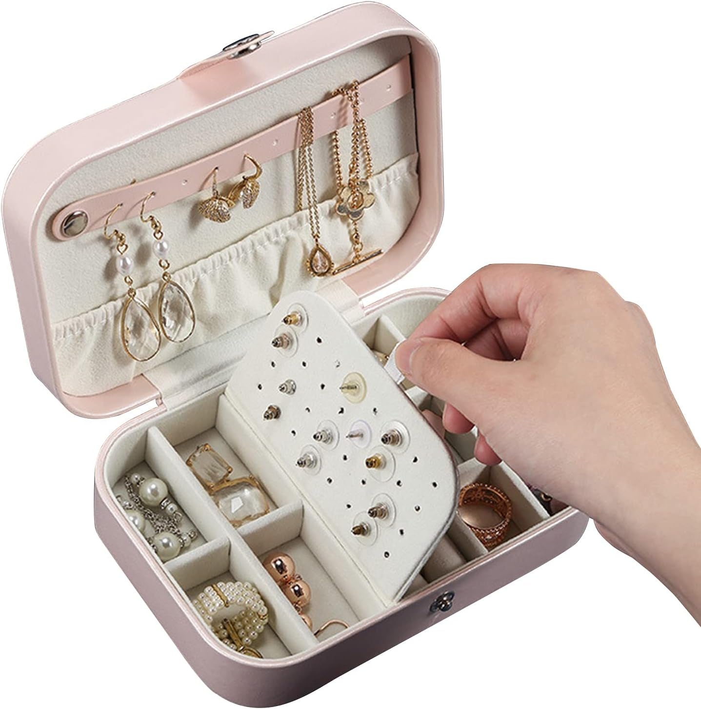 Travel Jewelry Organizer Mini Gift Boxes Ring Earring Case for Jewelry Storage Pink