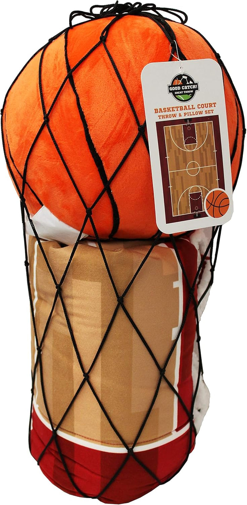 Sports Field Game Microplush Reversible Sherpa Interactive Throw & Pillow Gift Set (Basketball)